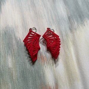 Watermelon Red Geometric Earrings